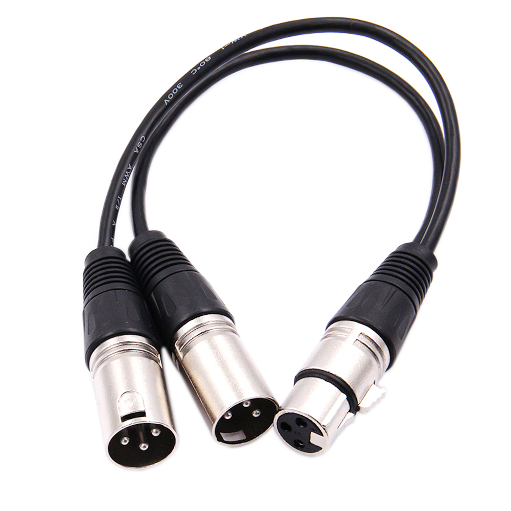 Audio Splitter Y - 30cm 3ピンXLRメスジャックからデュアル2オスプラグYスプリッターケーブルアダプター1フィートコード